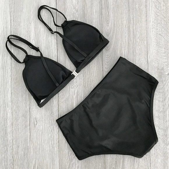 SOLD OUT CLEARANCE Black High Waist Cut Out Design Bikini Swimsuit - Picture 5 of 5